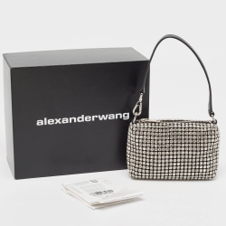 Alexander Wang Black Leather Rhinestone Mini Wangloc Pouch