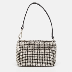 Alexander Wang Black Leather Rhinestone Mini Wangloc Pouch