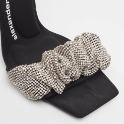 Pre Owned Alexander Wang Black Fabric Julie  Crystal Embellished Sandals Size 38.5