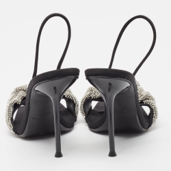 Pre Owned Alexander Wang Black Fabric Julie  Crystal Embellished Sandals Size 38.5