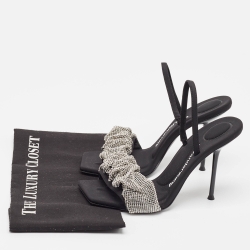 Pre Owned Alexander Wang Black Fabric Julie  Crystal Embellished Sandals Size 38.5
