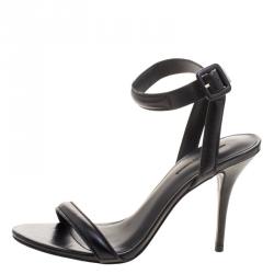 Pre Owned صندل اليكساندر وانغ ملتف حول الكاحل أنتونيا جلد أسود مقاس 36