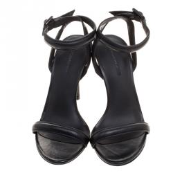 Pre Owned صندل اليكساندر وانغ ملتف حول الكاحل أنتونيا جلد أسود مقاس 36