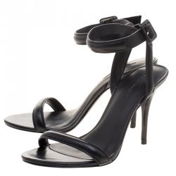 Pre Owned صندل اليكساندر وانغ ملتف حول الكاحل أنتونيا جلد أسود مقاس 36