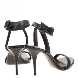 Pre Owned صندل اليكساندر وانغ ملتف حول الكاحل أنتونيا جلد أسود مقاس 36