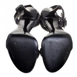 Pre Owned صندل اليكساندر وانغ ملتف حول الكاحل أنتونيا جلد أسود مقاس 36