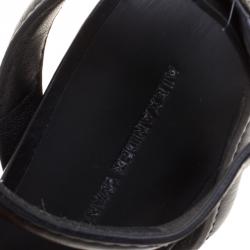 Pre Owned صندل اليكساندر وانغ ملتف حول الكاحل أنتونيا جلد أسود مقاس 36