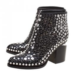 Pre Owned Alexander Wang Black Studded Leather Gabi Ankle Boots Size 35.5
