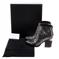 Pre Owned Alexander Wang Black Studded Leather Gabi Ankle Boots Size 35.5