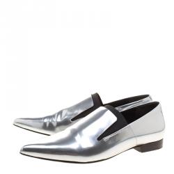 Alexander Wang Metallic Silver Mirrored Leather Jamie Pointed Toe Loafers Size 37.5