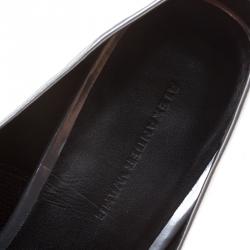 Alexander Wang Metallic Silver Mirrored Leather Jamie Pointed Toe Loafers Size 37.5