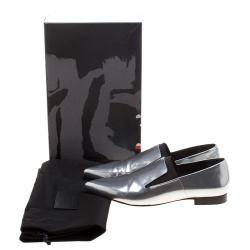Alexander Wang Metallic Silver Mirrored Leather Jamie Pointed Toe Loafers Size 37.5