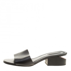 Alexander Wang Black Leather Lou Slides Size 38