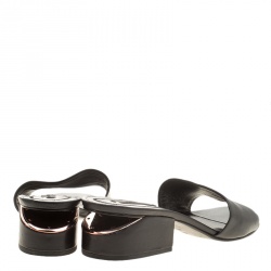 Alexander Wang Black Leather Lou Slides Size 38