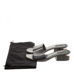 Alexander Wang Black Leather Lou Slides Size 38