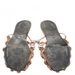 Pre Owned صندل سلايد أليكساندر وانغ أميليا جلد بيج مرصع مقاس 38