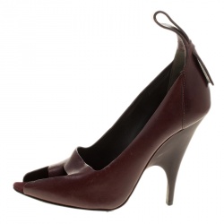 مملوكة مسبقًا Alexander Wang Burgundy Leather Siri Toe Ring Pumps Size 36