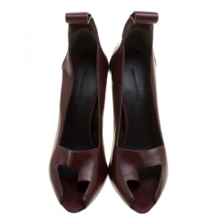 مملوكة مسبقًا Alexander Wang Burgundy Leather Siri Toe Ring Pumps Size 36