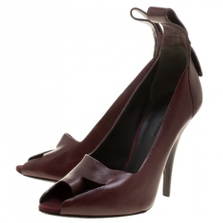 مملوكة مسبقًا Alexander Wang Burgundy Leather Siri Toe Ring Pumps Size 36