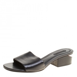 Alexander Wang Black Leather Lou Slides Size 37.5