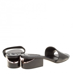 Alexander Wang Black Leather Lou Slides Size 37.5