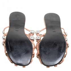 Alexander Wang Brown Leather Amelia Studded Flat Slides Size 37.5