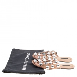 Alexander Wang Brown Leather Amelia Studded Flat Slides Size 37.5