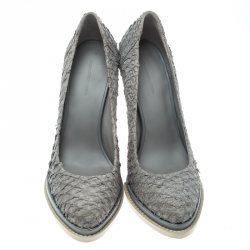 Pre Owned Alexander Wang Grey Perch Leather Aida Platform Pumps Size 39