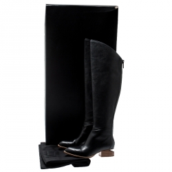 Alexander Wang Black Leather Sigrid Knee Length Boots 35.5