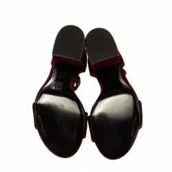 Pre Owned Alexander Wang Maroon Velvet Abby Tilt Heel Sandals Size 38.5