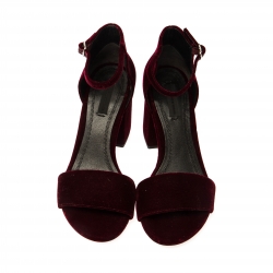 Pre Owned Alexander Wang Maroon Velvet Abby Tilt Heel Sandals Size 38.5