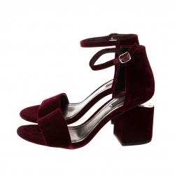 Pre Owned Alexander Wang Maroon Velvet Abby Tilt Heel Sandals Size 38.5