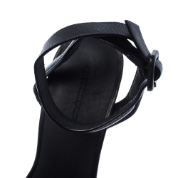 Alexander Wang Black Leather Lovisa Ankle Strap Sandals Size 37.5