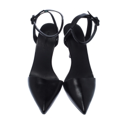 Alexander Wang Black Leather Lovisa Ankle Strap Sandals Size 37.5