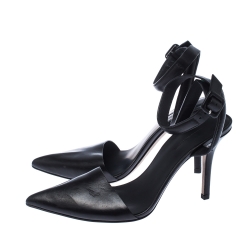 Alexander Wang Black Leather Lovisa Ankle Strap Sandals Size 37.5