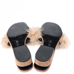 Alexander Wang Beige Suede Feather Embellished Lou Slides Size 39