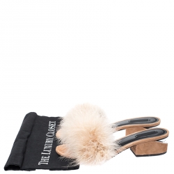 Alexander Wang Beige Suede Feather Embellished Lou Slides Size 39