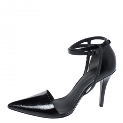 مملوكة مسبقًا Alexander Wang Black Patent Leather Ankle Strap Emma Sandals 37.5