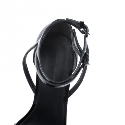 مملوكة مسبقًا Alexander Wang Black Patent Leather Ankle Strap Emma Sandals 37.5