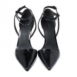 مملوكة مسبقًا Alexander Wang Black Patent Leather Ankle Strap Emma Sandals 37.5