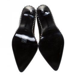 Pre Owned بوت للكاحل أليكساندر وانغ ماغداليندا جلد أسود مثقب مقاس 37