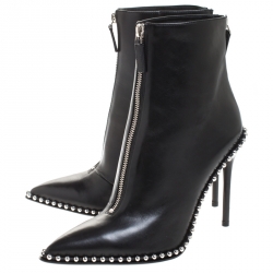 Pre Owned بوت للكاحل أليكساندر وانغ ماغداليندا جلد أسود مثقب مقاس 37