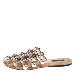Alexander Wang Beige Suede Amelia Studded Flat Slides Size 39