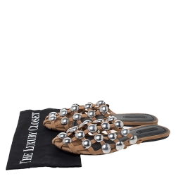 Pre Owned صندل سلايد أليكساندر وانغ أميليا سويدي بيج مرصع مقاس 38