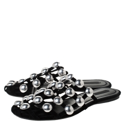 Alexander Wang Black Suede Amelia Studded Flat Slides Size 39