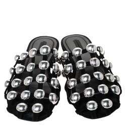 Alexander Wang Black Suede Amelia Studded Flat Slides Size 39