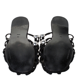 Alexander Wang Black Suede Amelia Studded Flat Slides Size 39