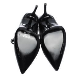 Pre Owned Alexander Wang Black Leather Cutout Studded Ankle Boots Size 37