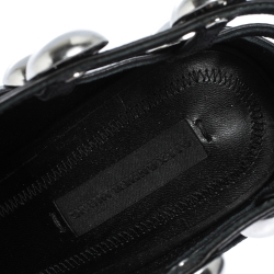 Pre Owned Alexander Wang Black Leather Cutout Studded Ankle Boots Size 37