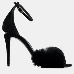 Black Fur Tilda Heels